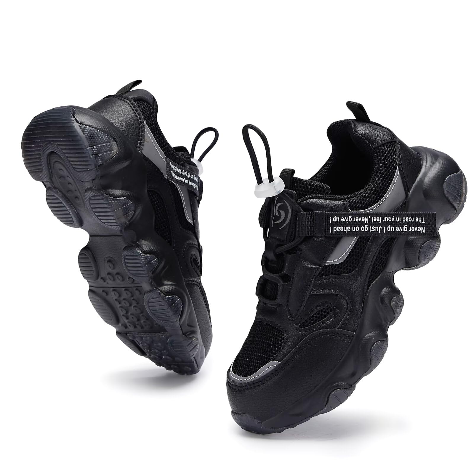 Scarpe da ginnastica unisex per bambini, per camminare, correre, ragazze, traspiranti, casual, leggere, scarpe da ginnastica, Tutto nero, 27 EU