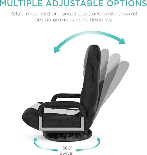 Miniatura 3 de Best Choice Products Silla giratoria para juegos de 360 grados, multiusos, para TV, lectura, juegos de video con soporte lumbar, asas para