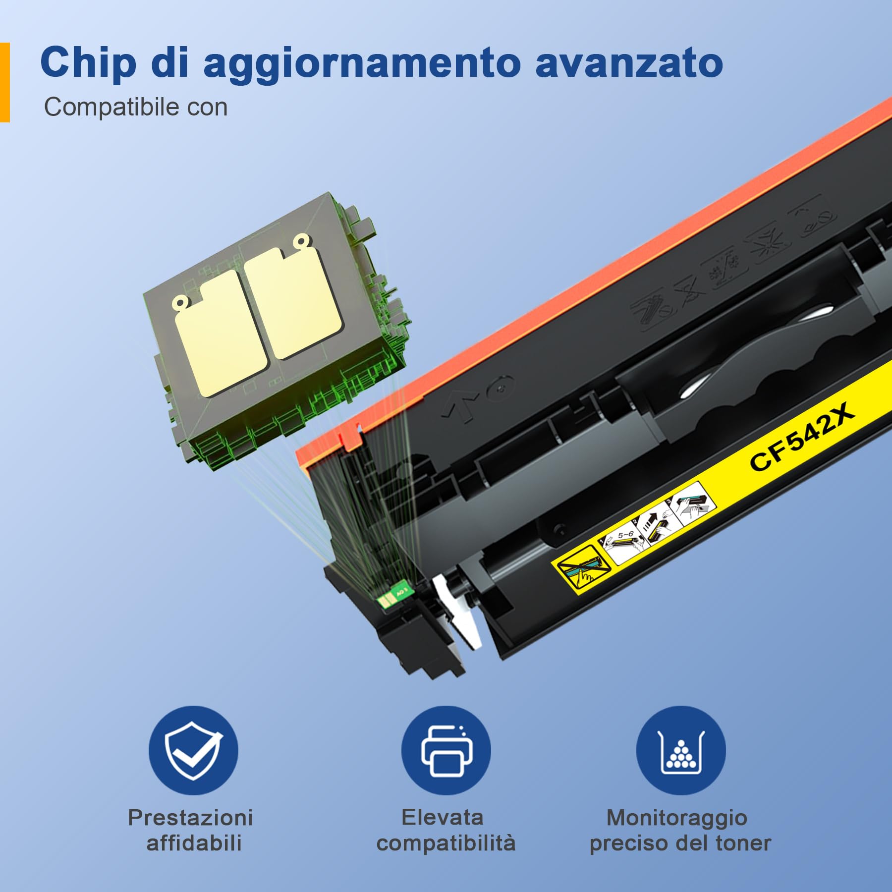 Palmtree 203X CF540X Toner Set Compatibile per HP 203X 203A M281fdw Toner per Color Laserjet Pro MFP M281fdw M254nw M281fdn M281cdw M280nw M254dw M254dn (Nero Ciano Magenta Giallo, 4-Pack)