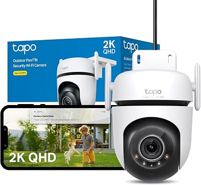 Tapo C520WS Pan/Tilt Outdoor Security Camera, 2K 4MP WiFi Outdoor Camera, 360° Vision Motion Tracking, No Monthly Fee, AI Detection, Starlight Colour Night Vision, IP66, Works with Alexa & Google