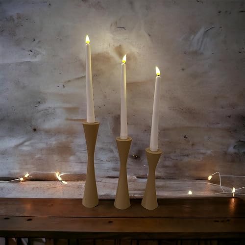 Miniatura 2 de Portavelas grandes y cónicos Geo de madera, candelabros cónicos y moderno candelabro decorativo para mesa, mantel de boda, fiesta, regalo de