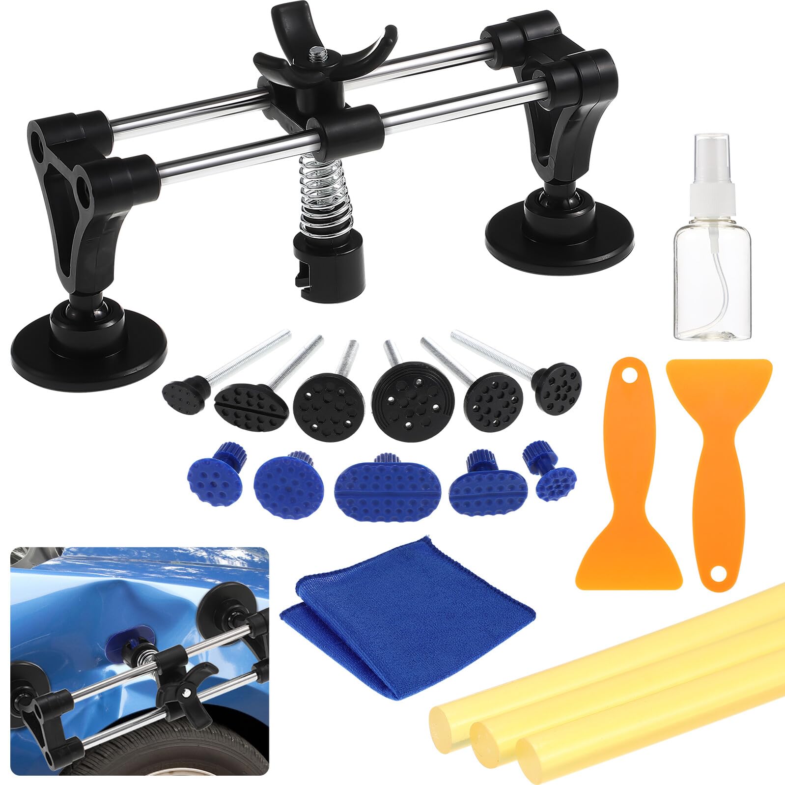 Kit débosselage carrosserie avec ventouses et pont à dents pour réparation voiture