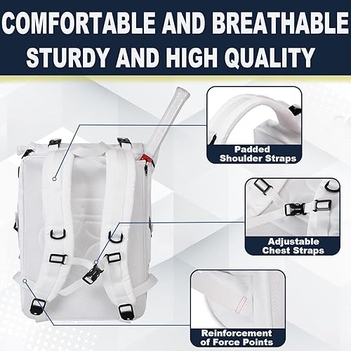Miniatura 5 de UMGG - Mochila de tenis para mujeres y hombres con capacidad para 2 raquetas con compartimento para zapatos, mochila grande de pickleball para