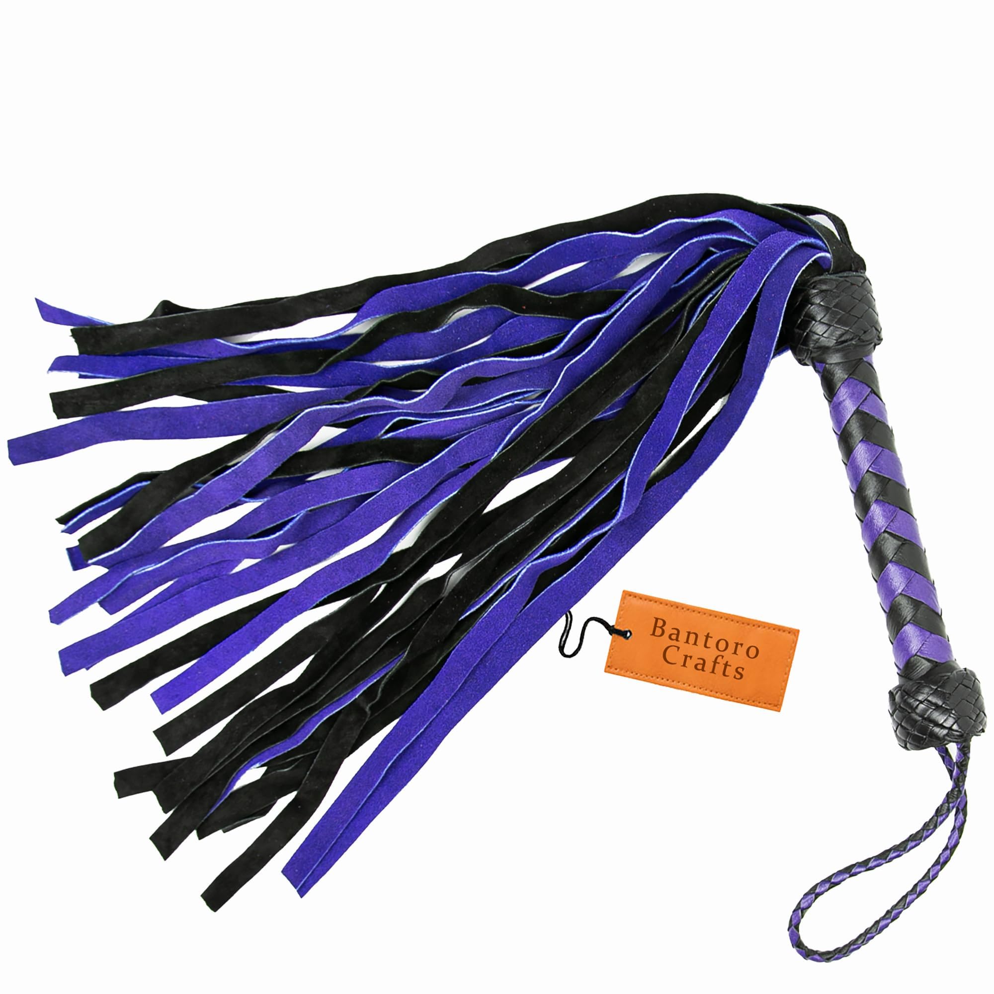 30 chutes en cuir de qualité supérieure pour bondage BDSM et impact érotique fouet violet et noir Thuddy Flogger