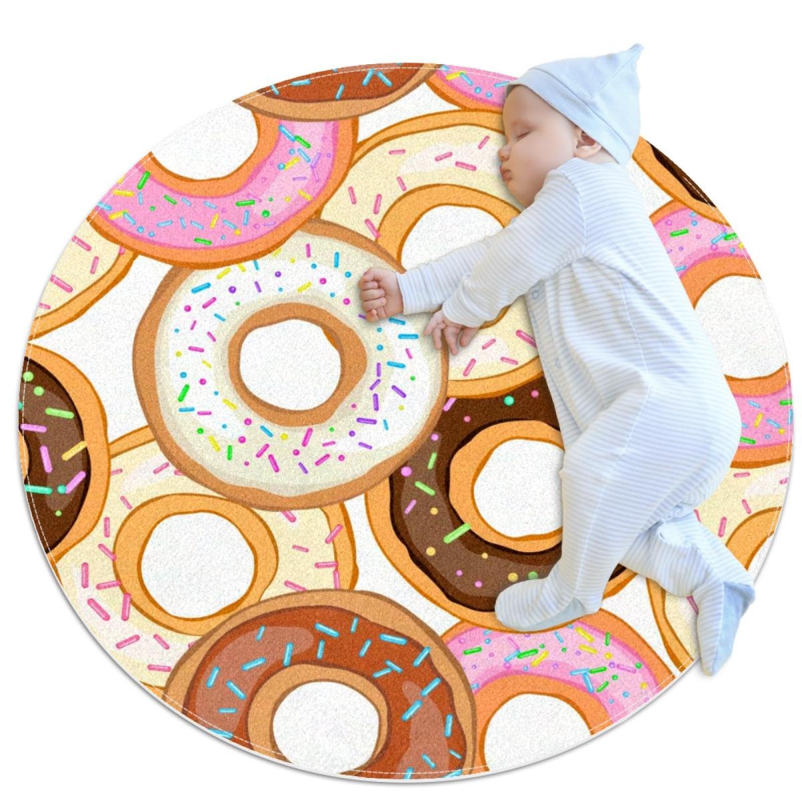 Tapis anti-chute pour sol glissant tapis rond 1m imprimé camomille