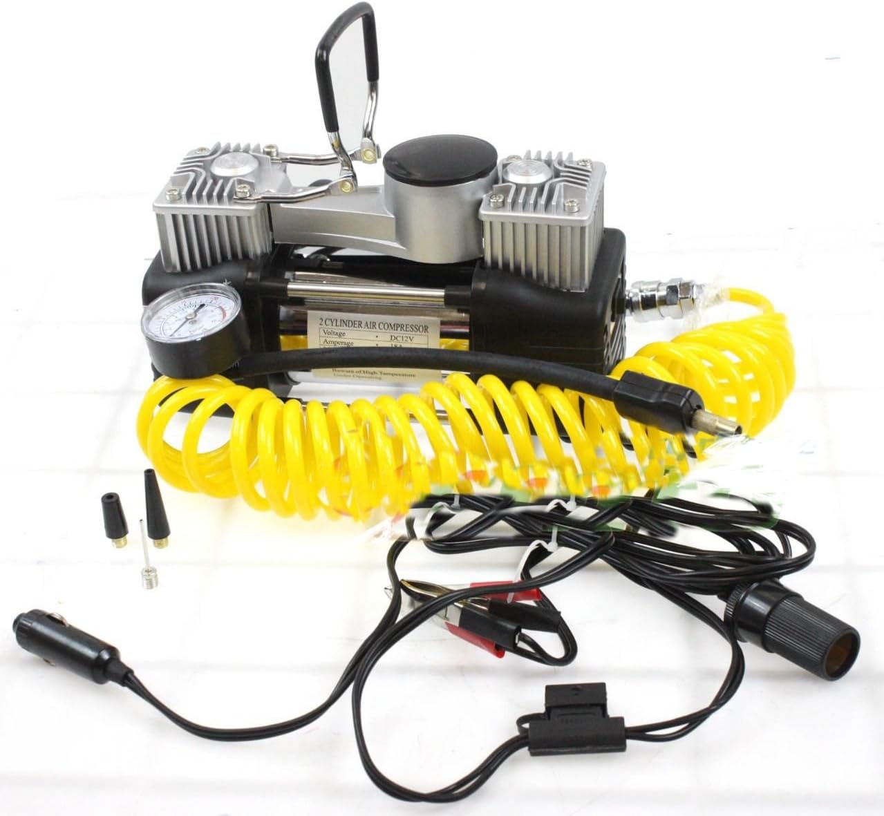12V DC Twin Cyclinder Mini Metal Air pump Compressor Tire Inflator Kit 12 Volt