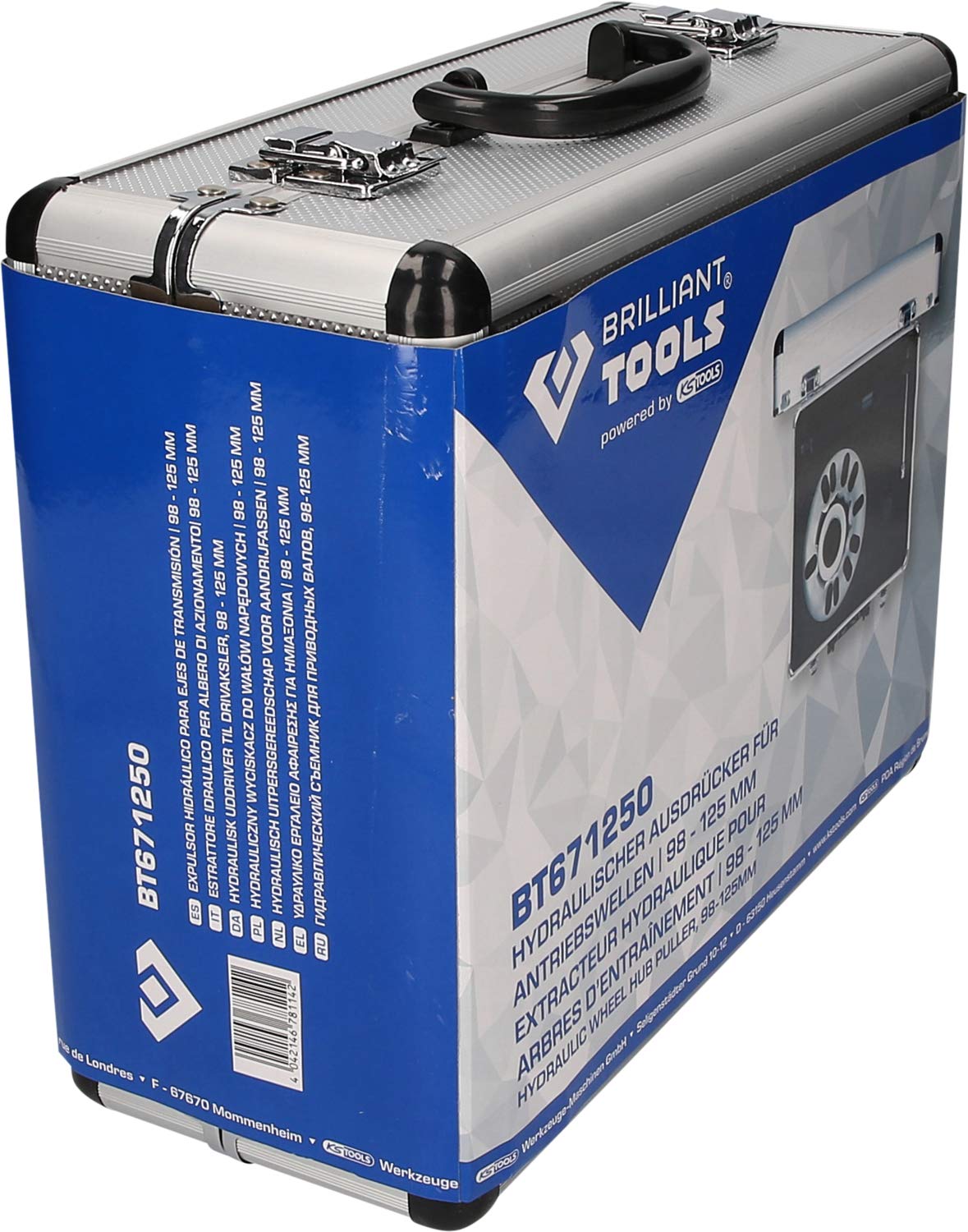 BRILLIANT TOOLS BT671250 Extracteur hydraulique pour moyeux, 98 mm - 12,5 cm [Powered by KS TOOLS]