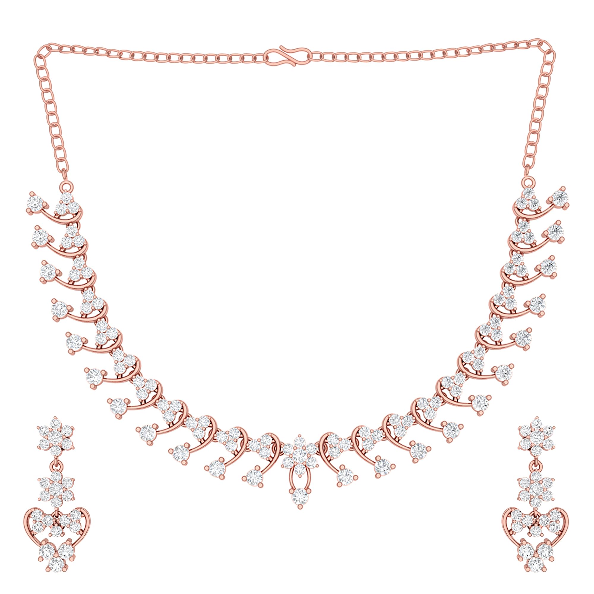 Kord Store Gold Plated Crystal Necklace Jewellery Set with Earrings Suited for Party Wedding Festive for Women Set 1, (Rose Gold) (B0CJM6QB9S) Amazon Price History, Amazon Price Tracker