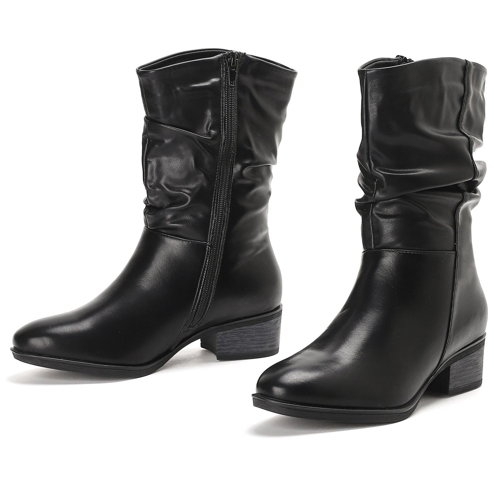 Putu Damen Stiefel Schlupfstiefel Klassische Kurzschaft Stiefeletten Boots Frauen Mode Kurzschaft Schuhe für Arbeit Freizeit 36-42