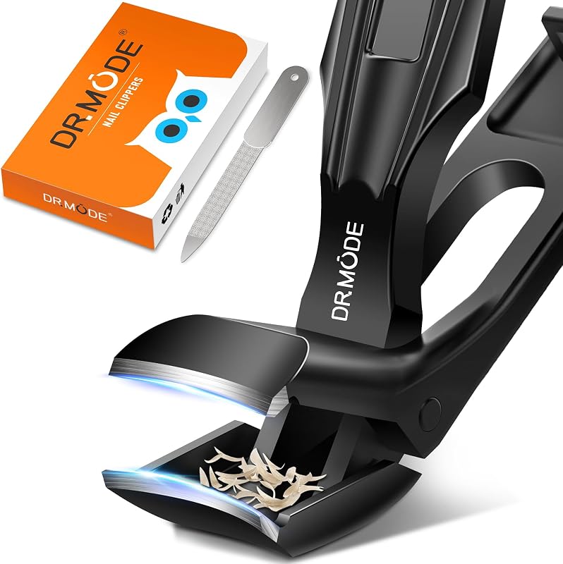Nail Clippers for Thick Nails Angled Head | Toenail Clippers for Thick Toenails Wide Jaw Opening, Sharp Toe Nail Clipper Cutter for Men with Catcher,Large,Heavy Duty