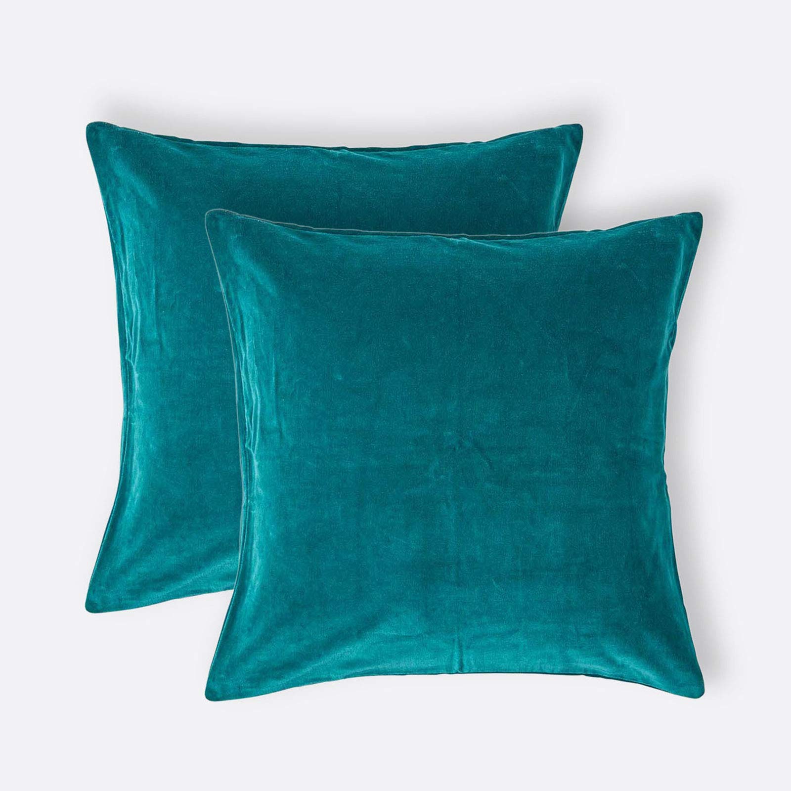 Homescapes Unisex Emerald Set Of 2 Velvet Cushion Covers In 40Cm X 40Cm