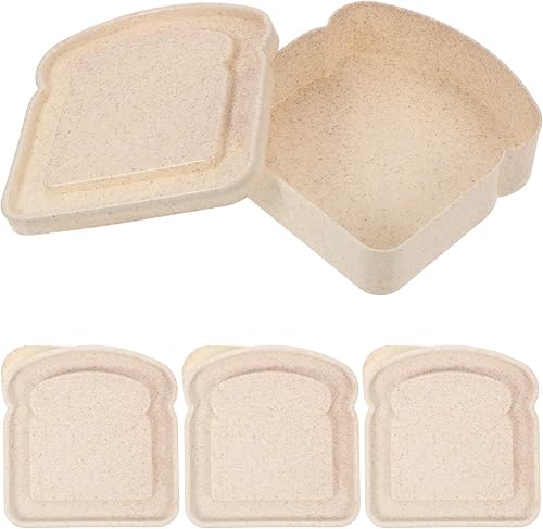 Kichvoe Caja de sándwich con forma de tostada, pan de sándwich, contenedores de almacenamiento de alimentos, caja de almuerzo, sándwich Keeper