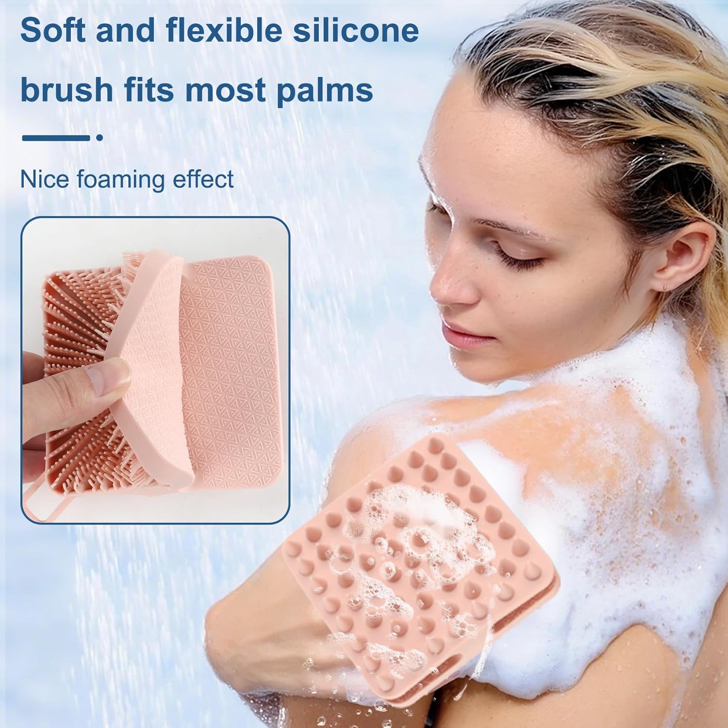 Silicone Body Scrubber 2pcs Silicone Loofah Silicones Shower Scrubber Exfoliating Body Scrubber for Women Men Soft Silicones Bath Shower Brush & Scalp Massager for All Skin Lather Well (Black,Pink) - Image 3