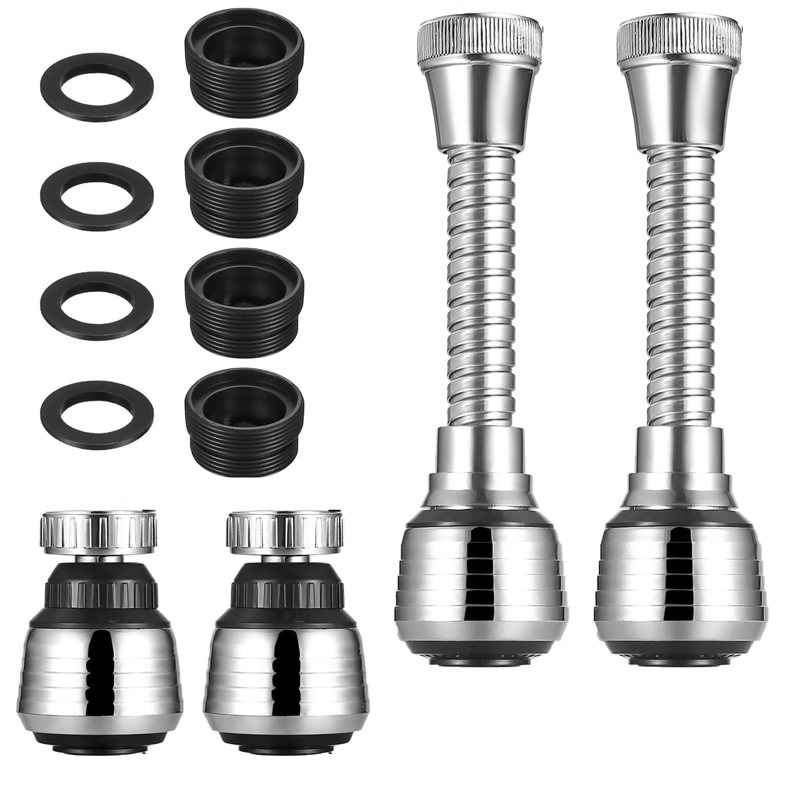 4 Pcs Kitchen Faucet Sprayer Set - Upgrade Your Kitchen with Universal Tap Spray Head & Kitchen Tap Extension | 360° Swivel Tap Extender for Kitchen Sink | 2 Water Modes for Efficient Cleaning