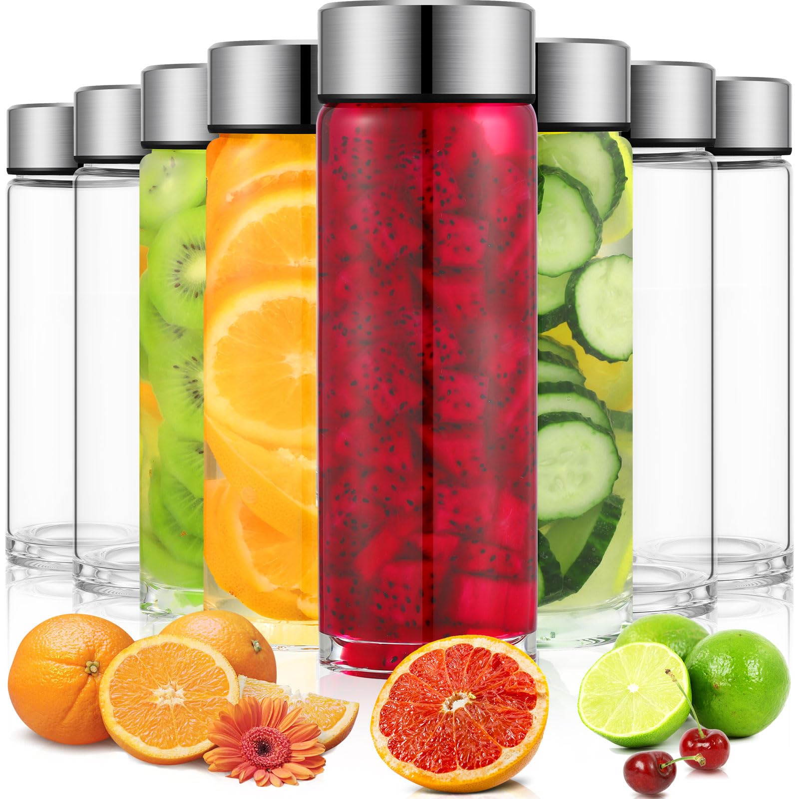 Bouteilles d'eau en verre réutilisables Irenare 473ml avec couvercle étanche lot de 8