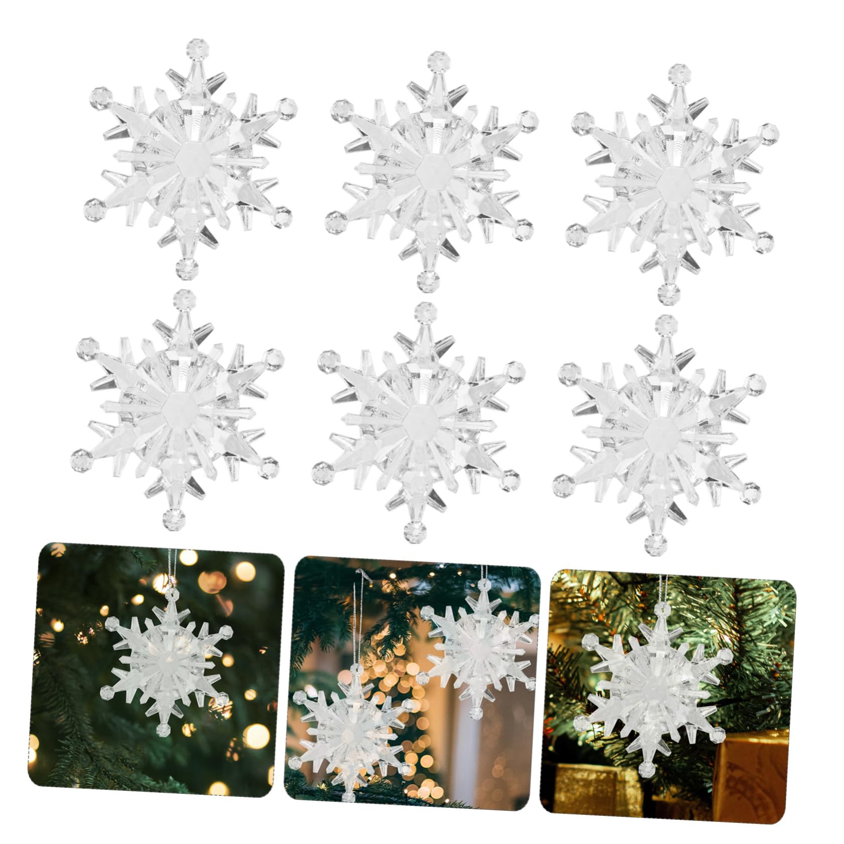 50stücke Schneeflocken Weihnachtsbaum Dekoration Hängend für Weihnachtsdeko mit Schneeflockenmotiv als Weihnachtsbaumschmuck und Party-deko