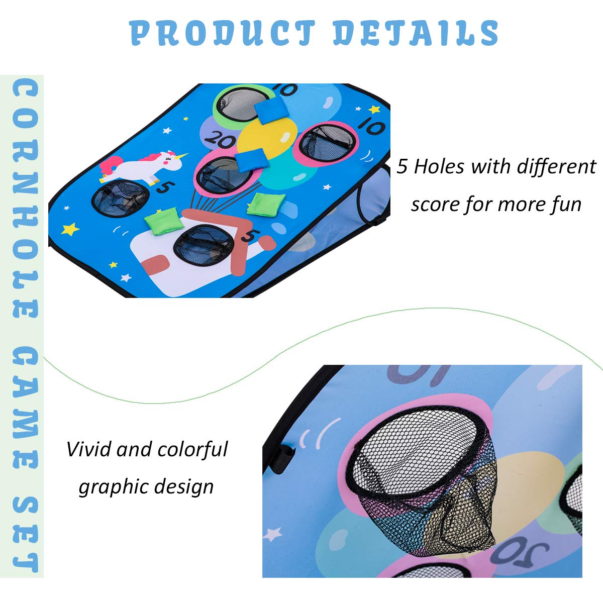 Buy Himal Bean Bag Toss Game Collapsible Cornhole Game Set with 10