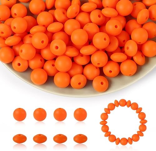 Miniatura 7 de 100 cuentas de silicona, cuentas de silicona de 0.472 pulgadas para hacer llaveros, cuentas focales de silicona de goma, cuentas sueltas a granel