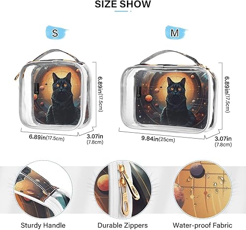 Miniatura 4 de Niverse Punk Cat Clear Toiletry Bag for Traveling,2 Pack Makeup Cosmetic Bag with Zipper,Travel Bag for Toiletries,Travel Essentials 21214480