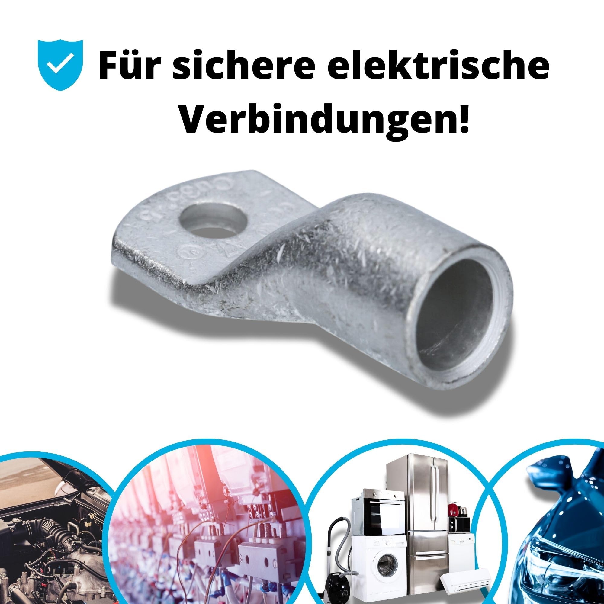 Cembre A7-M5 Lot de 10 Cosses Tubulaires 35 mm² en Cuivre étamé | Connecteurs de câbles non isolés pour installations électriques professionnelles, haute conductivité et sertissage fiable