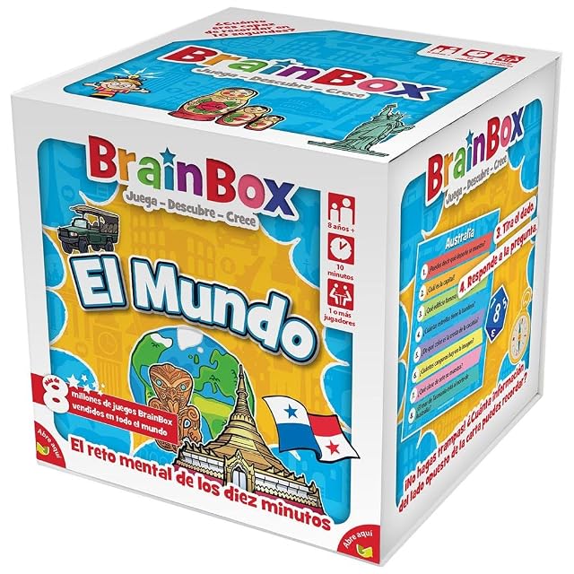 Asmodee BrainBox El Mundo, Juego de Cartas de Memoria y Observación