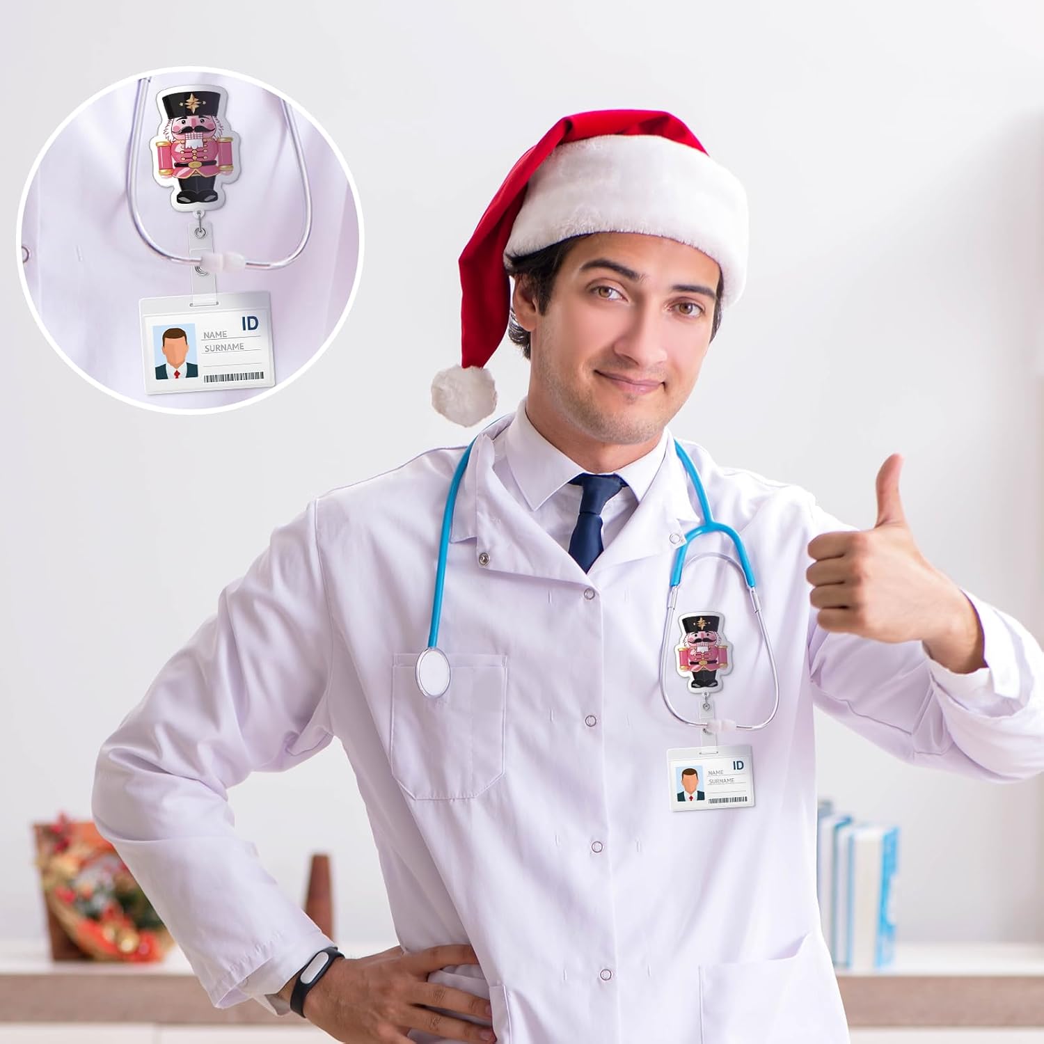 16 Pcs Christmas Pink Winter Nurse Badge Reel Retractable with ID Clip Bling Snowman Snowflakes Holiday Gift Badge Holder for Nursing Er ICU Women Men Office Doctors - Image 5