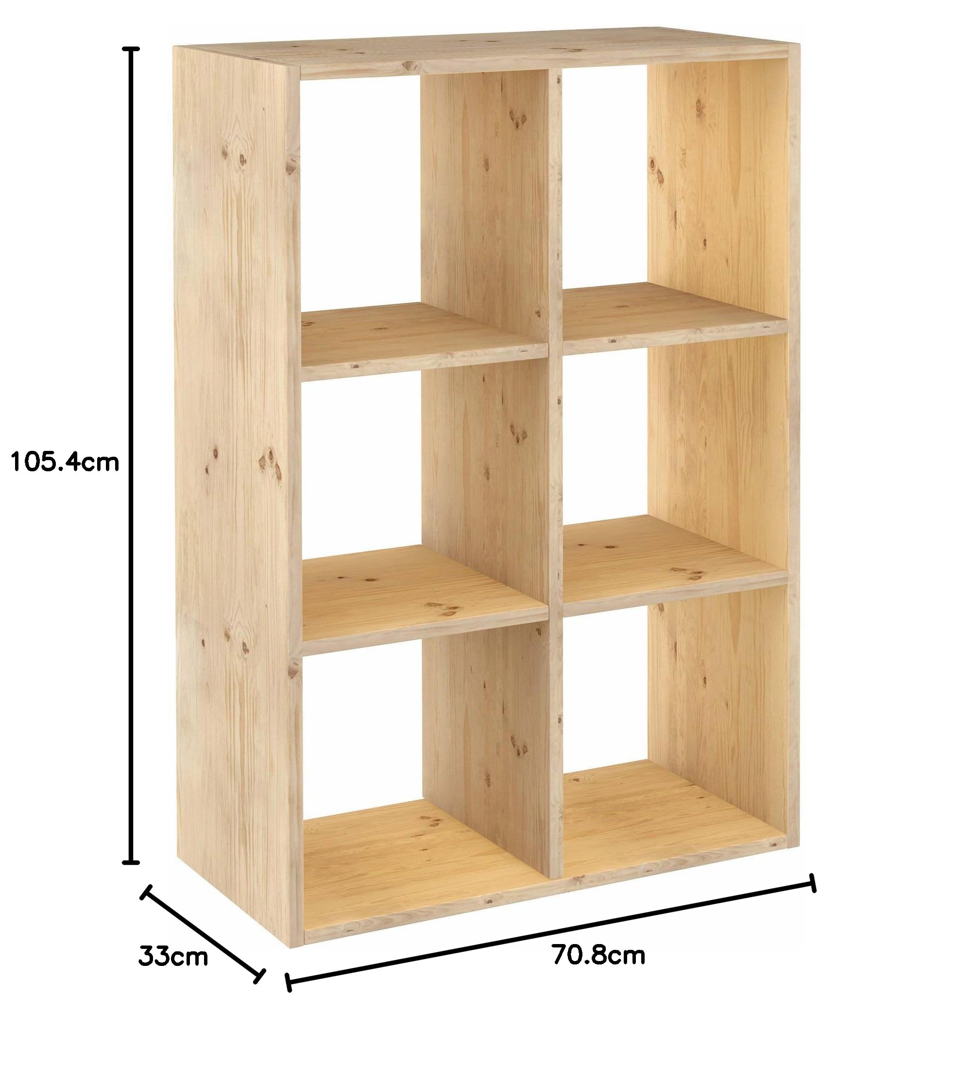 Astigarraga Kit Line Estantería Modular 6 Cubos Dinamic, Madera Maciza Pino - 105,4x70,8x33 cm