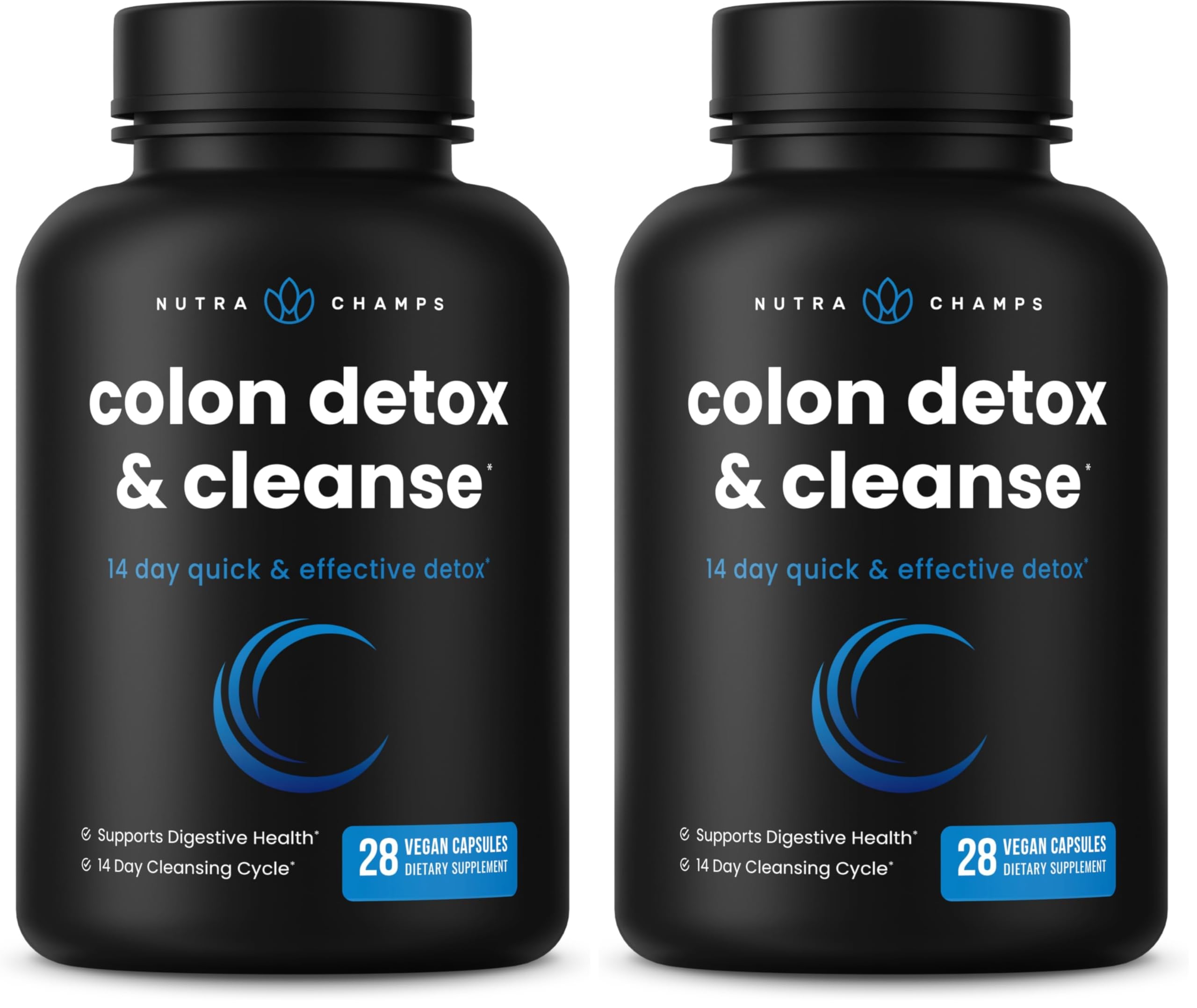 NutraChamps Colon Cleanse & Detox for Weight Loss [14 Day Quick Cleanser] Safe & Effective Formula with Probiotic & Digestive Enzymes for Constipation Relief (Pack of 2) 28 Count (Pack of 2)