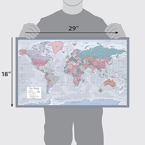 Miniatura 12 de Póster laminado del mapa del mundo - Mapa de la carta mundial [Verde]