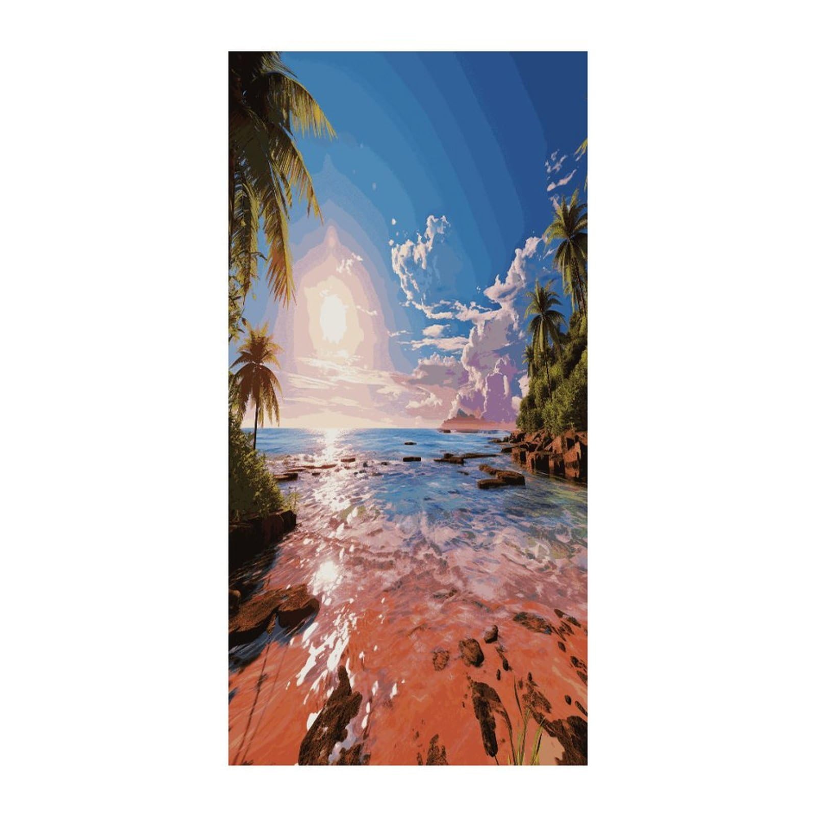 Adfgyerh Style Summer Beach With Palm Trees Curtains，Polyester Blackout Extra Wide，Door Curtain， 35.4X 70.9 Inch For Temporary Room Dividers Bedroom Living Room，Room Darkening Curtains ，For Doorway Privacy For Wal