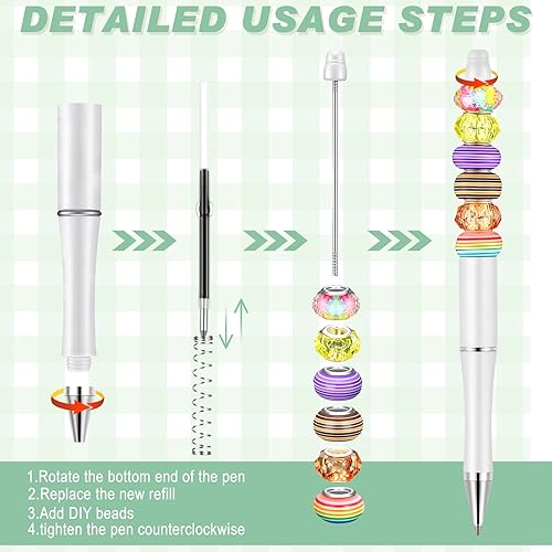 Miniatura 3 de Crtiin 50 bolígrafos de plástico con cuentas de tinta a granel, bolígrafos de bricolaje para hacer manualidades, regalos, suministros de oficina