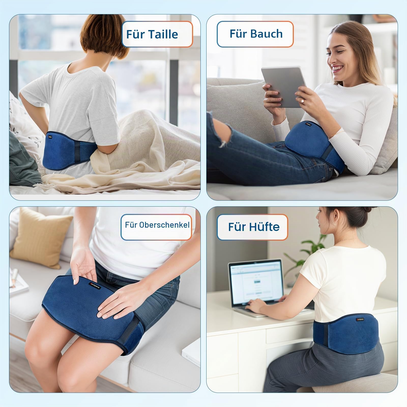 Comfytemp Heizgürtel für den Lendenbereich, kabellos, mit Vibrationsmassage, 3 Temperaturstufen & 3 Massagemodi, beheizter Rückengurt zum Entspannen der Rücken, automatische Abschaltung, 18 x 147 cm