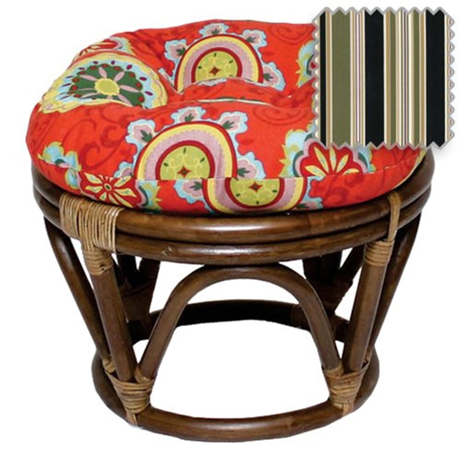 Maykoosh Island Oasis rattan Ottoman with Outdoor Fabric Cushion