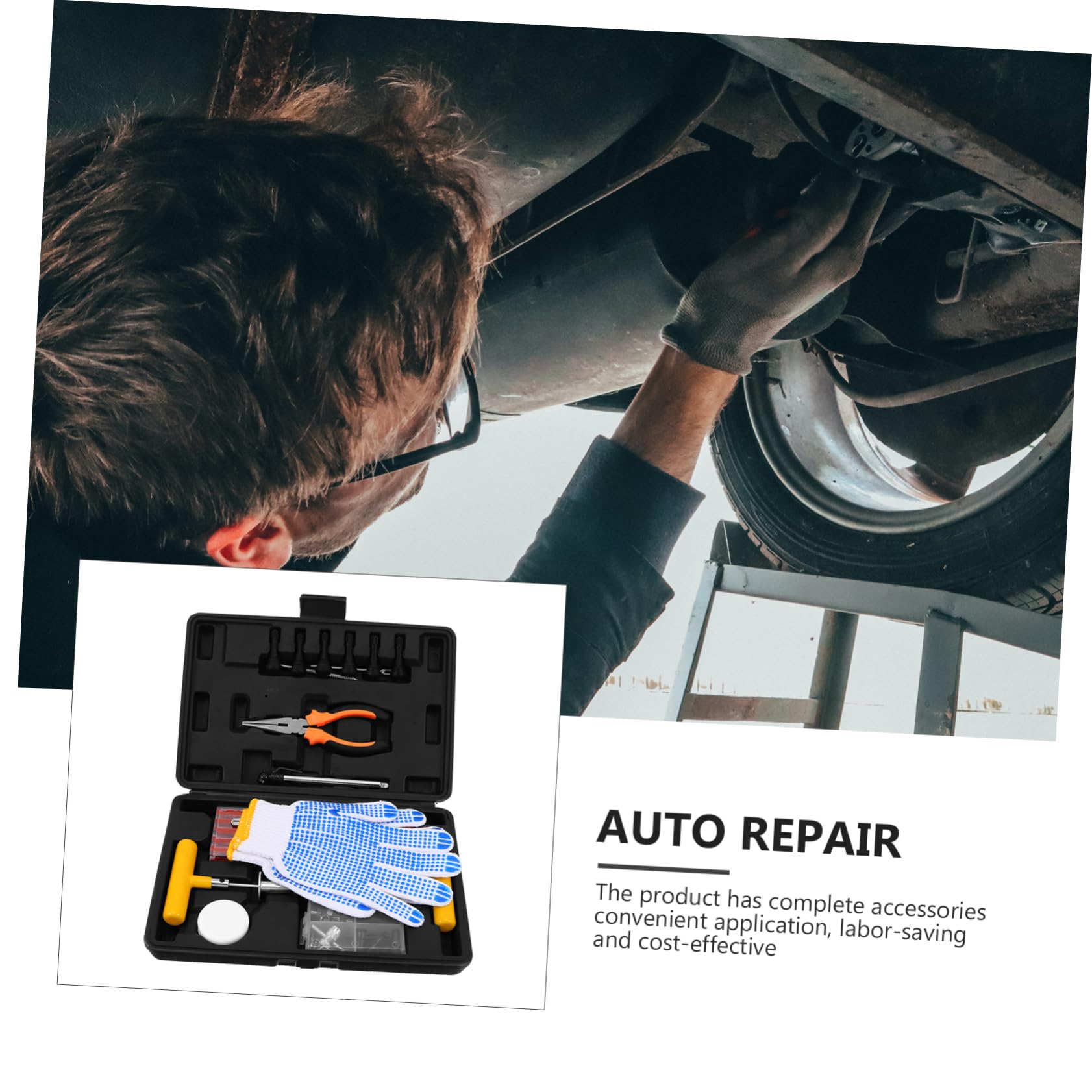 GLEAVI Kit de Reparación de Neumáticos para Coche, 100 Piezas, Portátil y Ligero, de Acero y Goma, para Reparación de Coche Momento