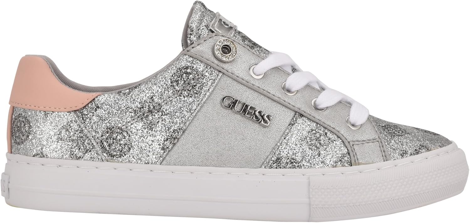 Guess Women's Loven Sneaker 10 Silver/Pink Glitter Logo 099 image 6 of 6 B0DP3H6Y3H