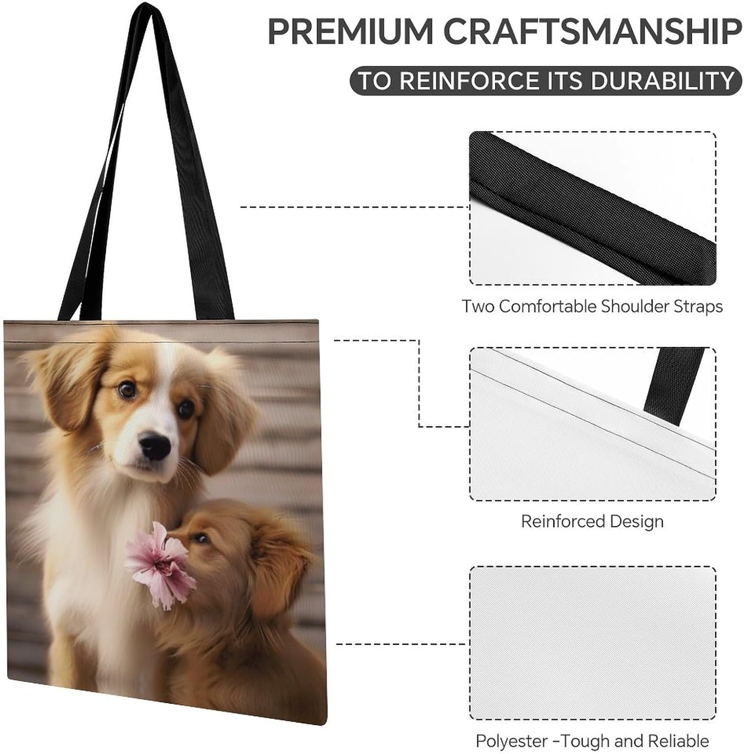 Cute Dog Tote Bag Large Treat Bags for Women Men image 5