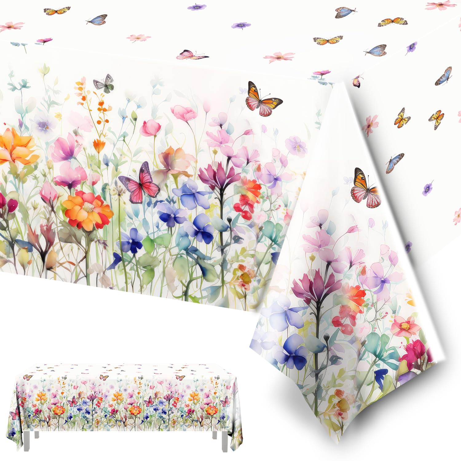 HAKOTI Wildflower Baby Shower Decorations - 3Pcs Wildflower Tablecloth Wildflower Baby in Bloom Party Tablecloth Floral Theme Supplies for Little