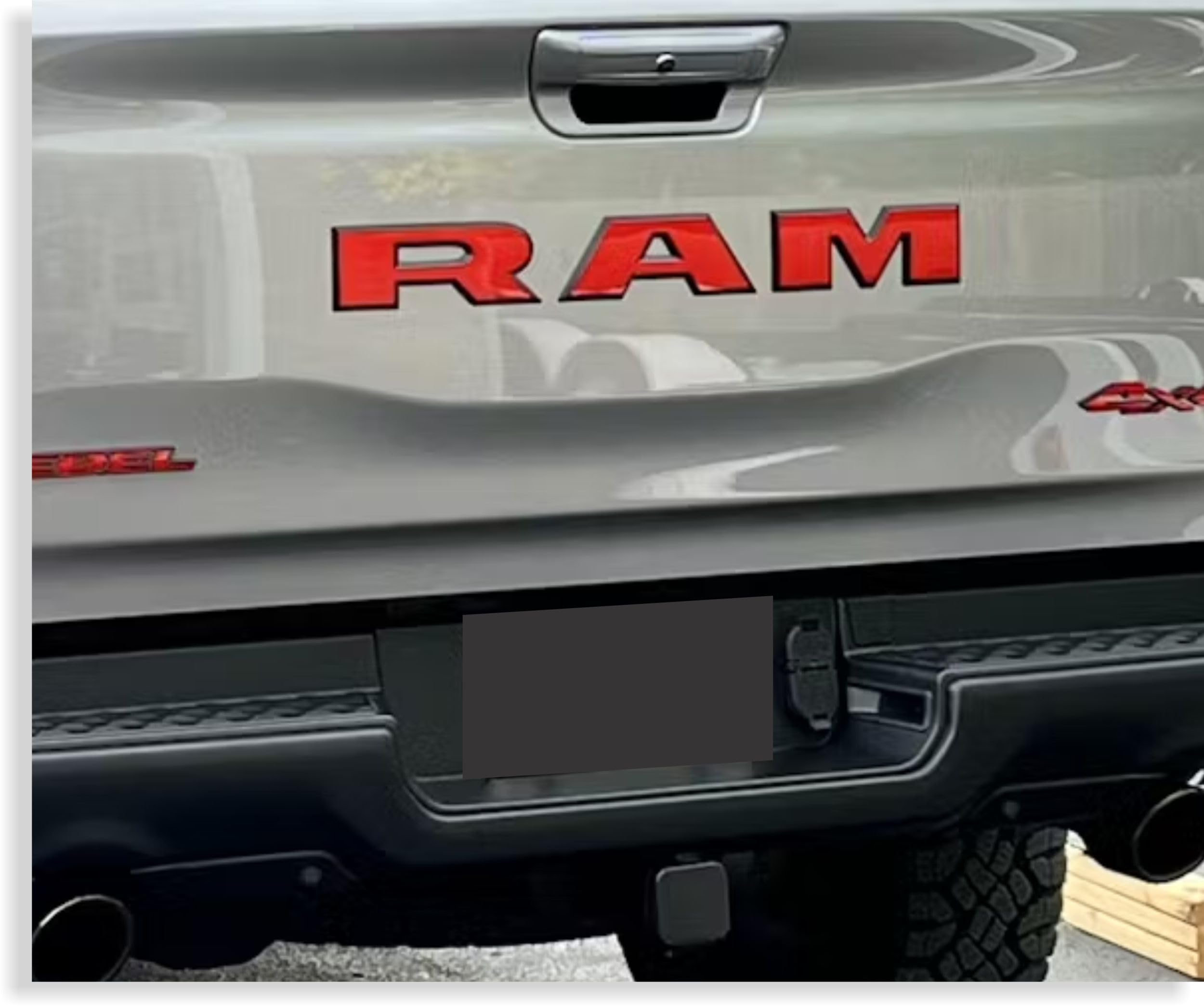 RAM Tailgate Emblem Overlay Decal Stickers -Fits 2025 Ram 1500 - (Color: Reflective Red)