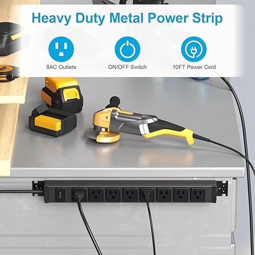 Miniatura 7 de HHSOET Tira de alimentación de metal giratoria de 360, tira de salida montada en mesa de juegos de 8 salidas, protector de sobretensiones de montaje