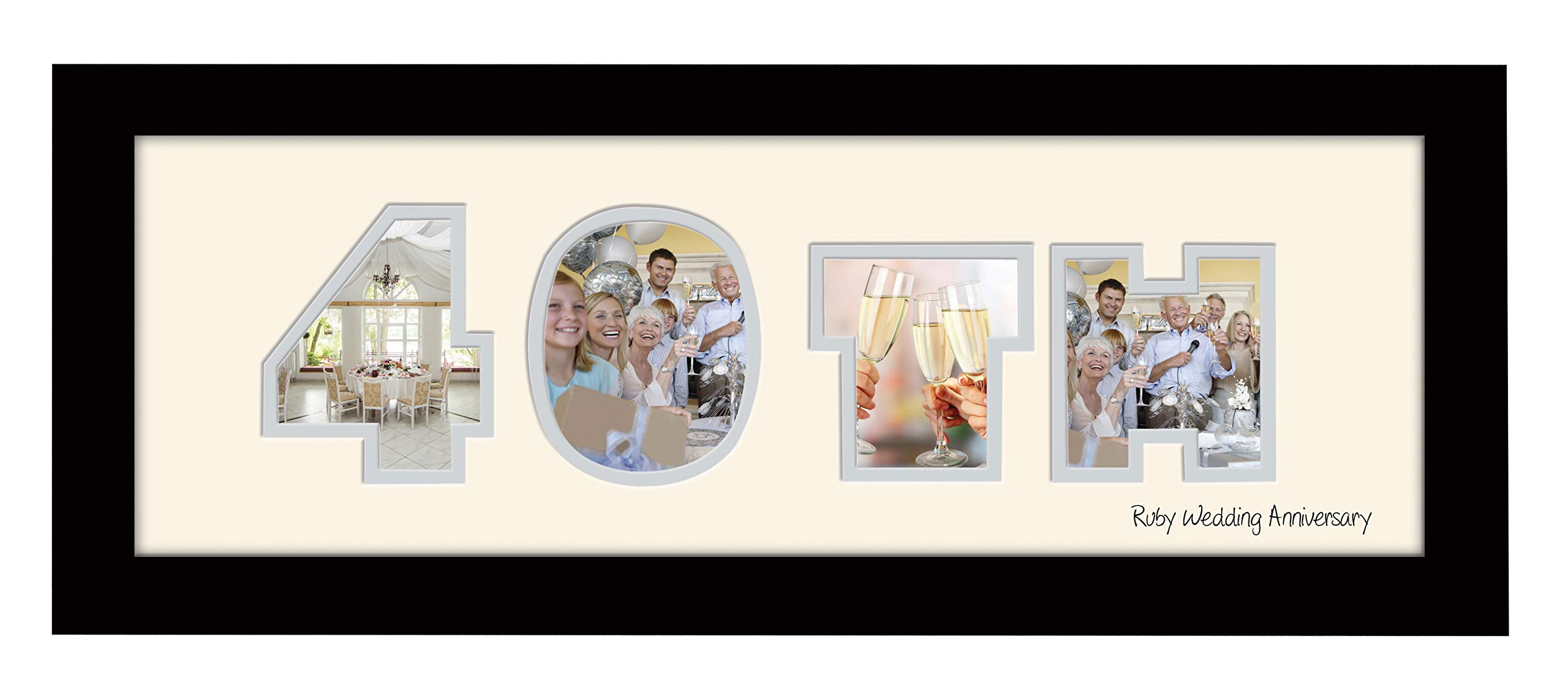 Photos In A Word Black Finish Frame Cream Mount Grey Inside 40Th Ruby Wedding Anniversary Photo Frame Double Mount Quality Gift 862A (Black Finish Frame Cream Mount Grey Inside)