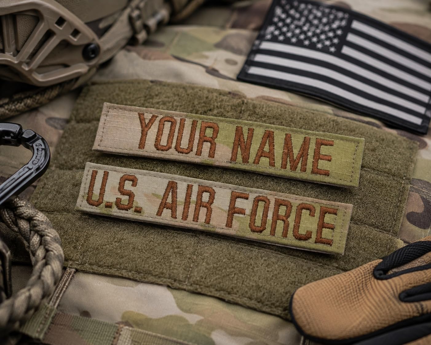 USAF 3-Color OCP Name Tape, 2 Piece, Custom