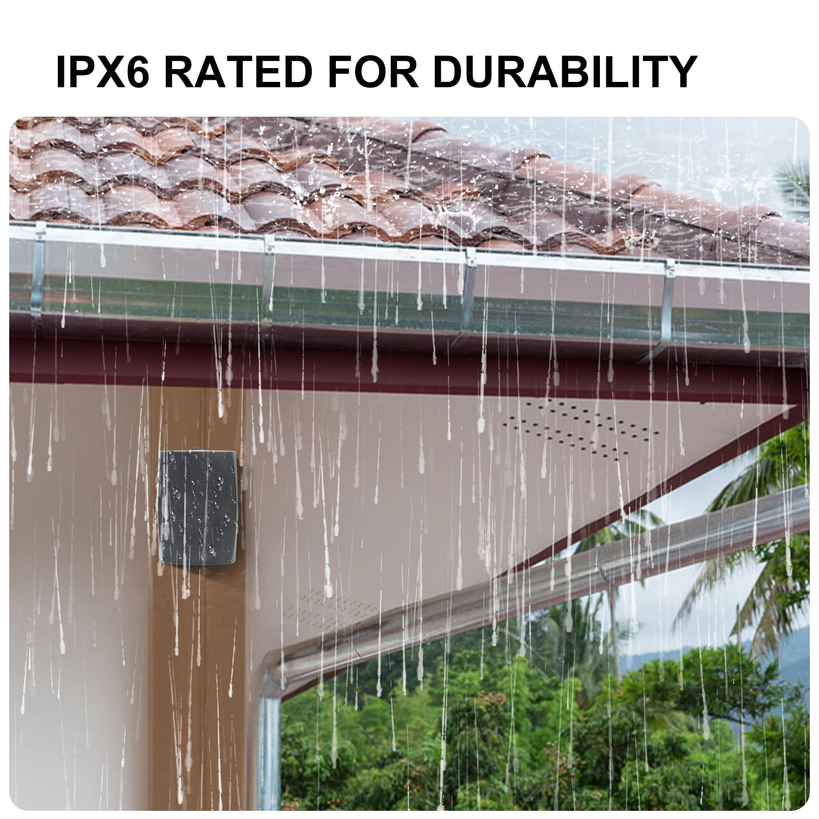 Herdio 6,5 Pouces 800 W Haut-parleurs passifs d'extérieur, 2 Voies, avec Basses, étanche Enceintes d'extérieur, adaptés pour terrasse, Porche, Jardin, intérieur ((4, Noir)