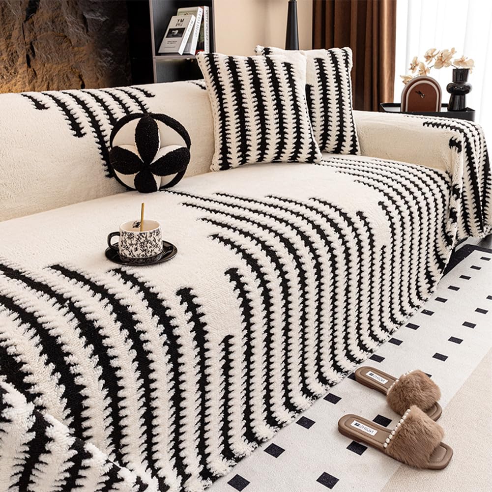 Housse de canapé en peluche antidérapante extensible protection griffe chat anti poils animaux pour canapé d'angle 3 places Gris Clair 180x200 cm