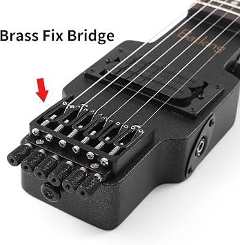 Batking Travel Guitar Electric, Headless Guitar 6 Strings One-piece Canada Maple Neck Through Body Design Brass Fix Bridge with Gigbag
