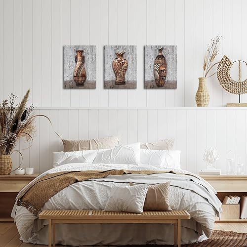 Miniatura 5 de Zlove Lienzo de jarrón africano vintage, arte de pared, tradicional tribal africano, maceta floral africana, pintura de granja para cocina, hogar,