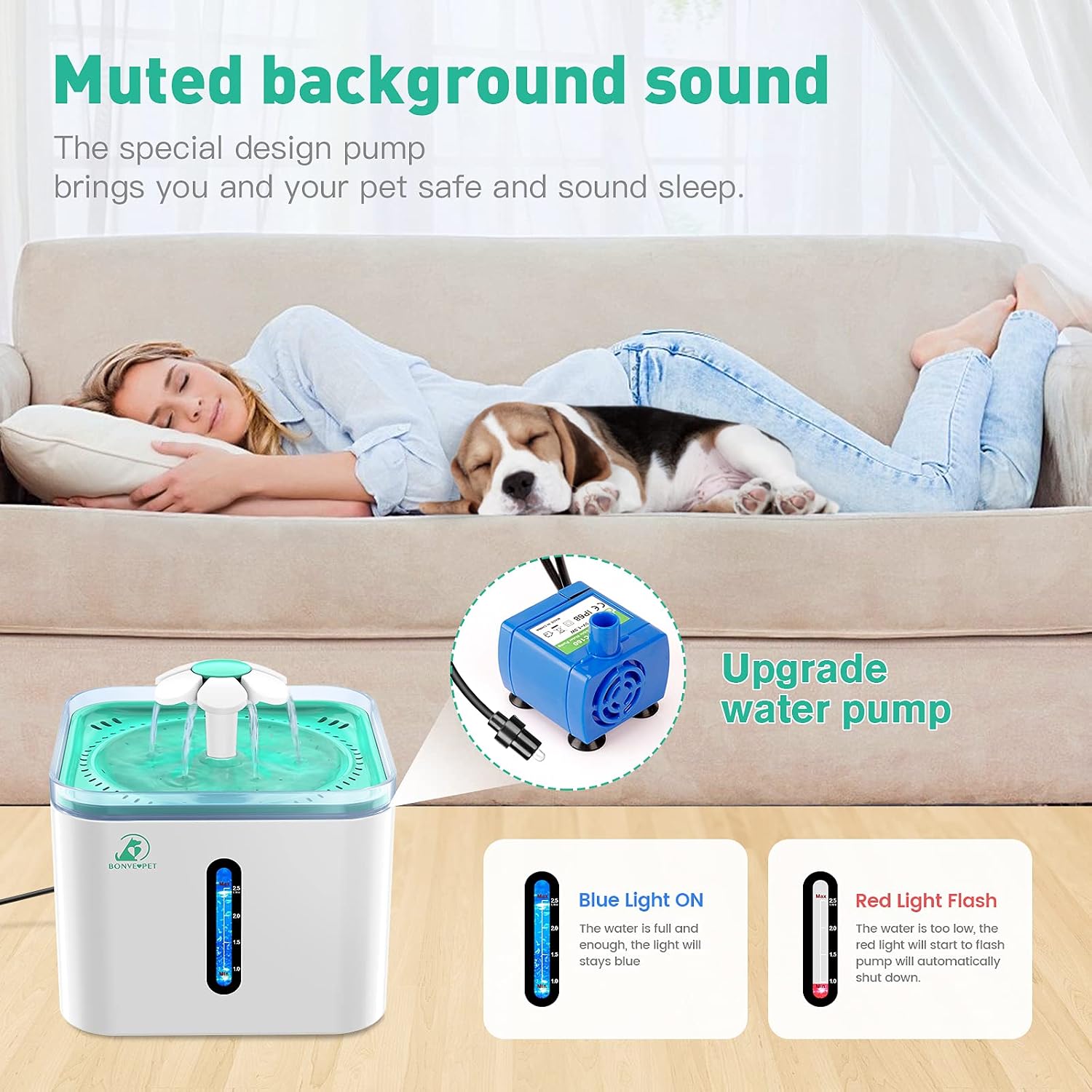 Cat Water Fountain,2.5L Automatic Pet Water Fountain Cat Water Dispenser with 3 Replacement Filters and 1 Silicone Mat for Cats,Dogs,Multiple Pets