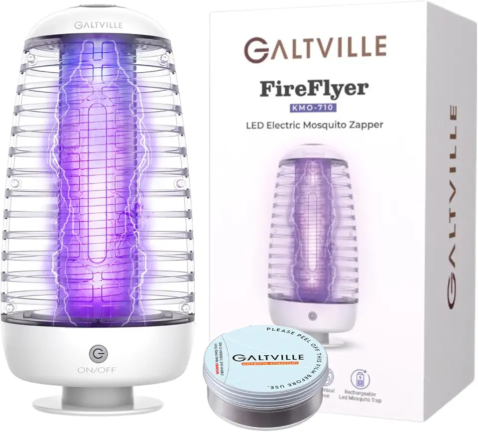 FireFyer Mata Mosquito Light, armadilha elétrica para mosquitos - armadilha para luz e odor, branca
