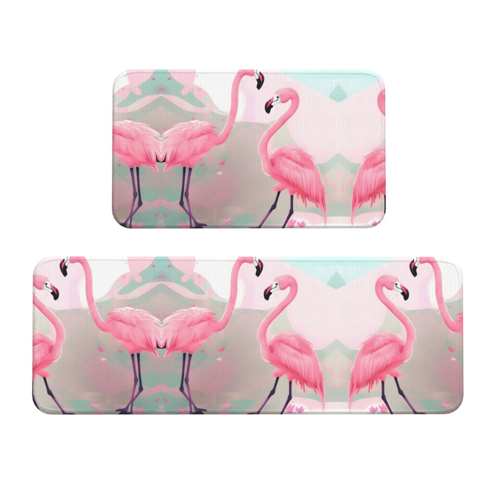 Alfombrillas de cocina Love Flamingo para evitar resbalones en la entrada y zona de lavado