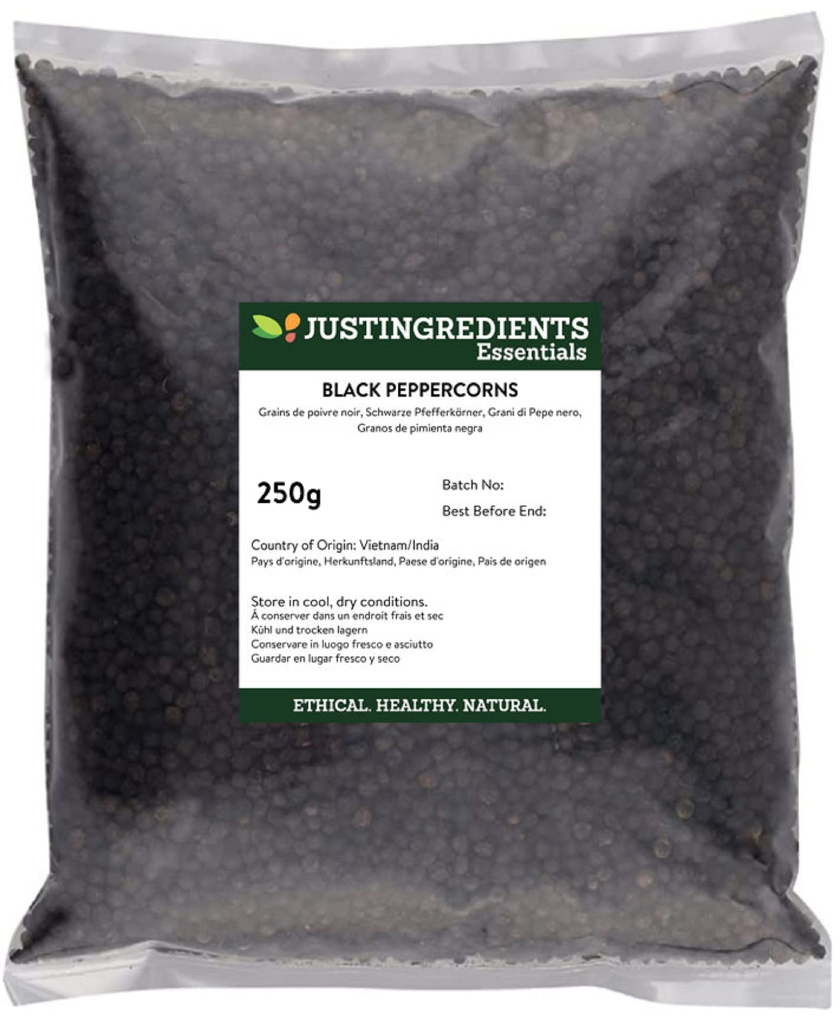 JustIngredients Essentials Black Peppercorns 250 g