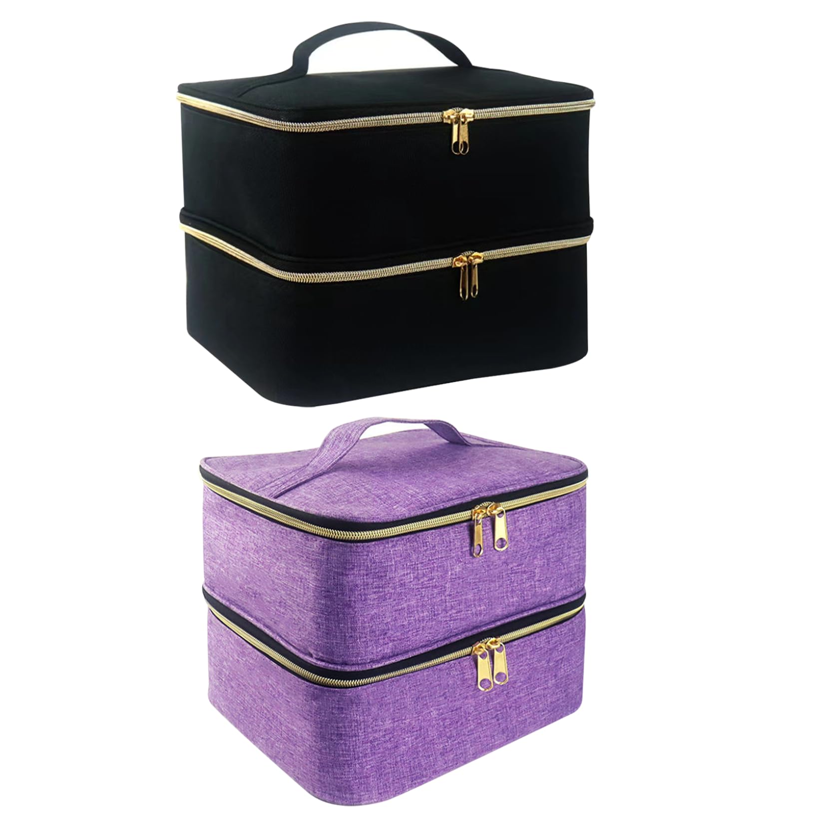 Caja de costura grande de 2 capas con asa y cremalleras, elegante estuche de almacenamiento morado para hilos de coser, agujas y accesorios, perfecto para entusiastas de las manualidades